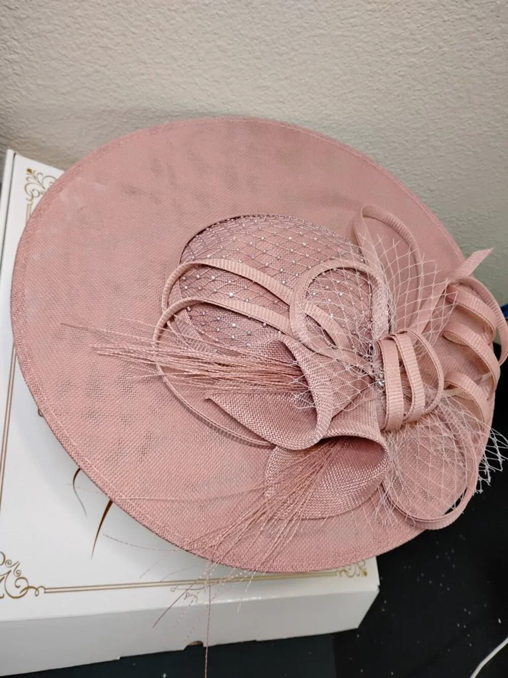 Blush Pink Fascinator Hat Headband Wedding Tea Party Kentucky Derby Bridal